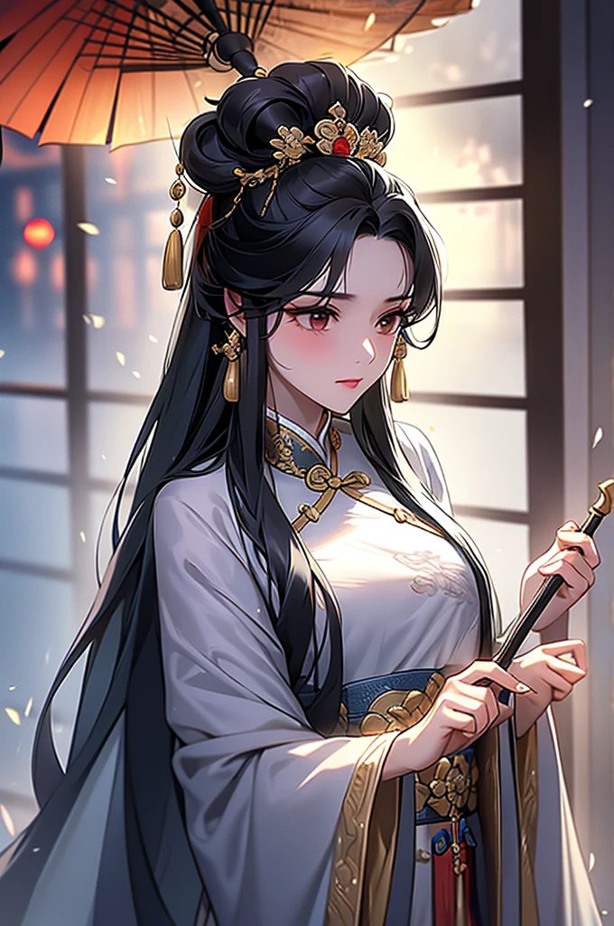 Black Hair, Immortal, Royal sister, Stepmother, Gold Robe, Taoist robe, Chinese style, Hair Bunch, light blush