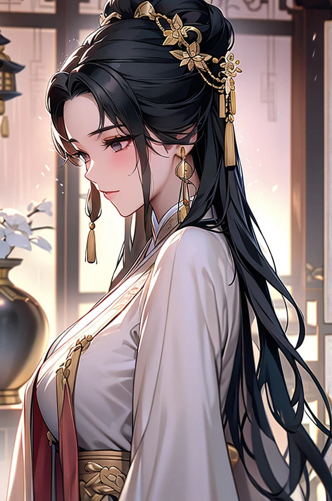 Black Hair, Immortal, Royal sister, Stepmother, Gold Robe, Taoist robe, Chinese style, Hair Bunch, light blush