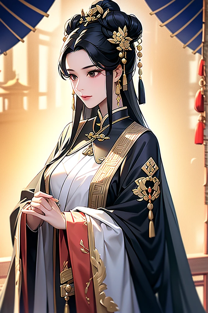 Black Hair, Immortal, Royal sister, Stepmother, Gold Robe, Taoist robe, Chinese style, Hair Bunch