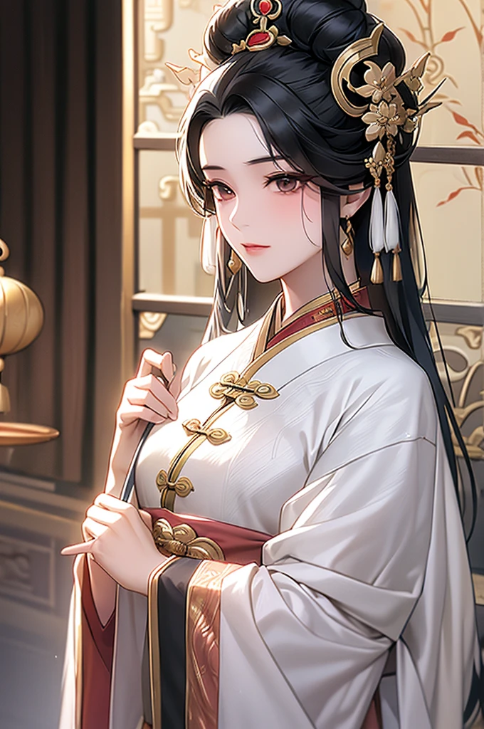 Black Hair, Immortal, Royal sister, Stepmother, Gold Robe, Taoist robe, Chinese style, Hair Bunch, light blush