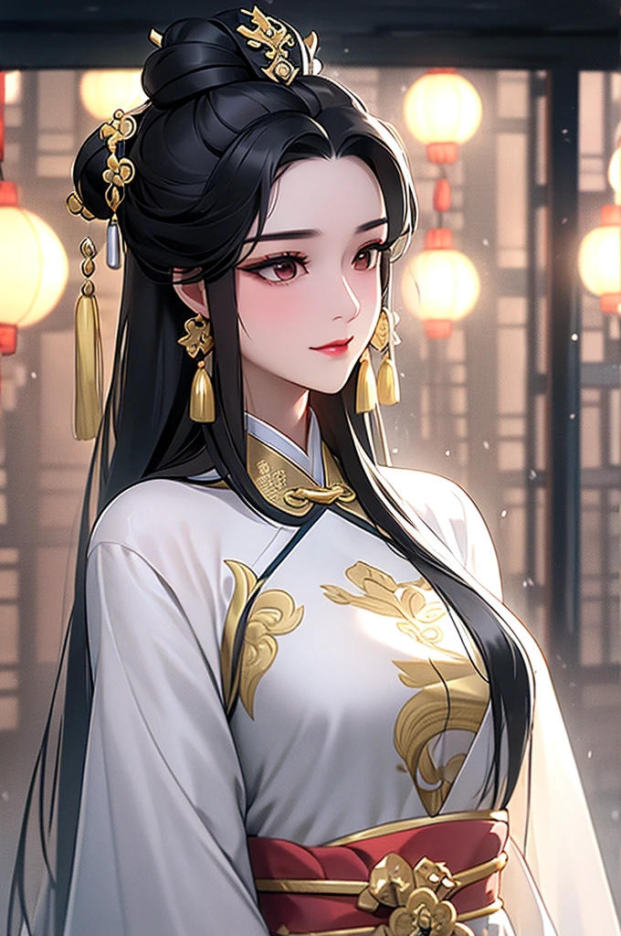 Black Hair, Immortal, Royal sister, Stepmother, Gold Robe, Taoist robe, Chinese style, Hair Bunch, light blush