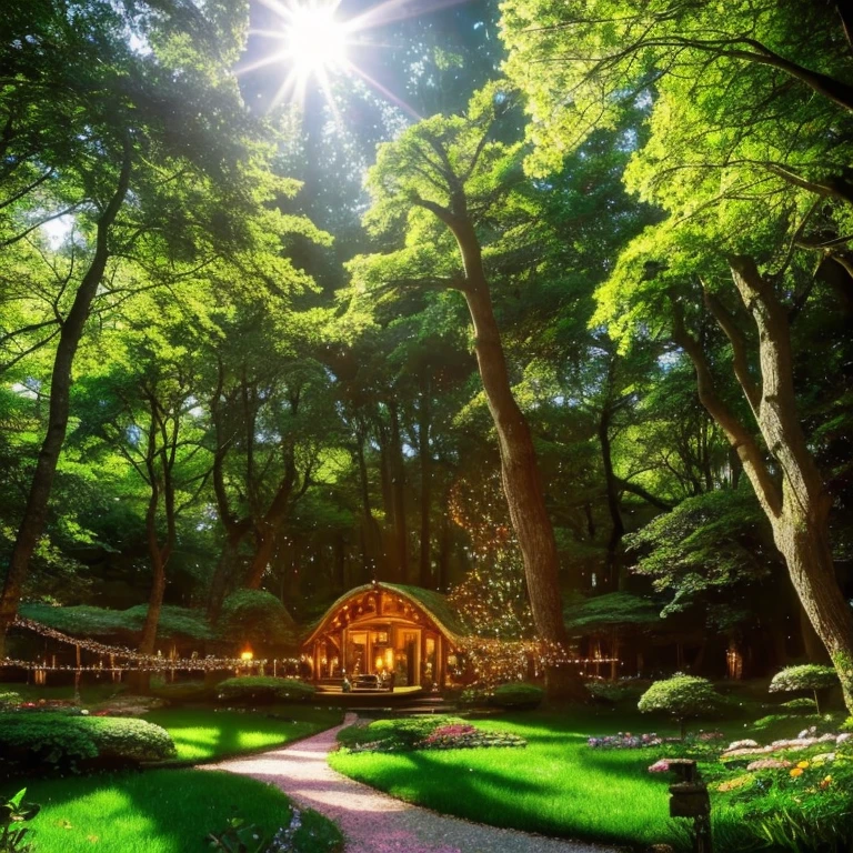 The Fairy Gym in Harmony Glade is a whimsical and enchanting place, designed to resemble a magical forest filled with sparkling lights, vibrant flowers, and ethereal music. The path to the gym is lined with towering, ancient trees, their branches adorned with shimmering fairy lights and delicate flowers that emit a soft, magical glow. The gym itself is nestled in the heart of this enchanted forest, surrounded by a serene pond and blooming meadows, creating a serene and otherworldly atmosphere.