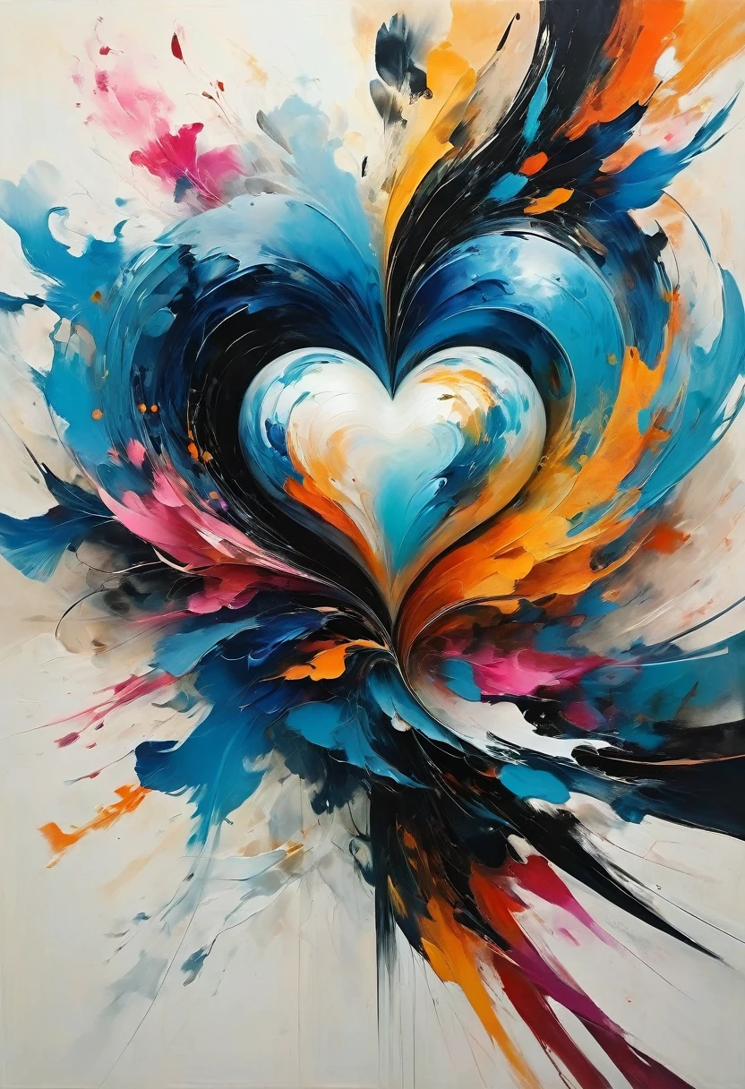 "Visualize an interpretation of a heart. To capture its movement and energy in a unique and abstract way. Incorporate bold colors and sharp angles, to convey a feeling of movement and tension. Play with perspective and layering, to create a multidimensional composition, which questions traditional notions of space and form. Be inspired by the avant-garde spirit and see nature in a fresh and innovative light.. Unleash your creativity, as you bring this imaginative scene to life on the screen