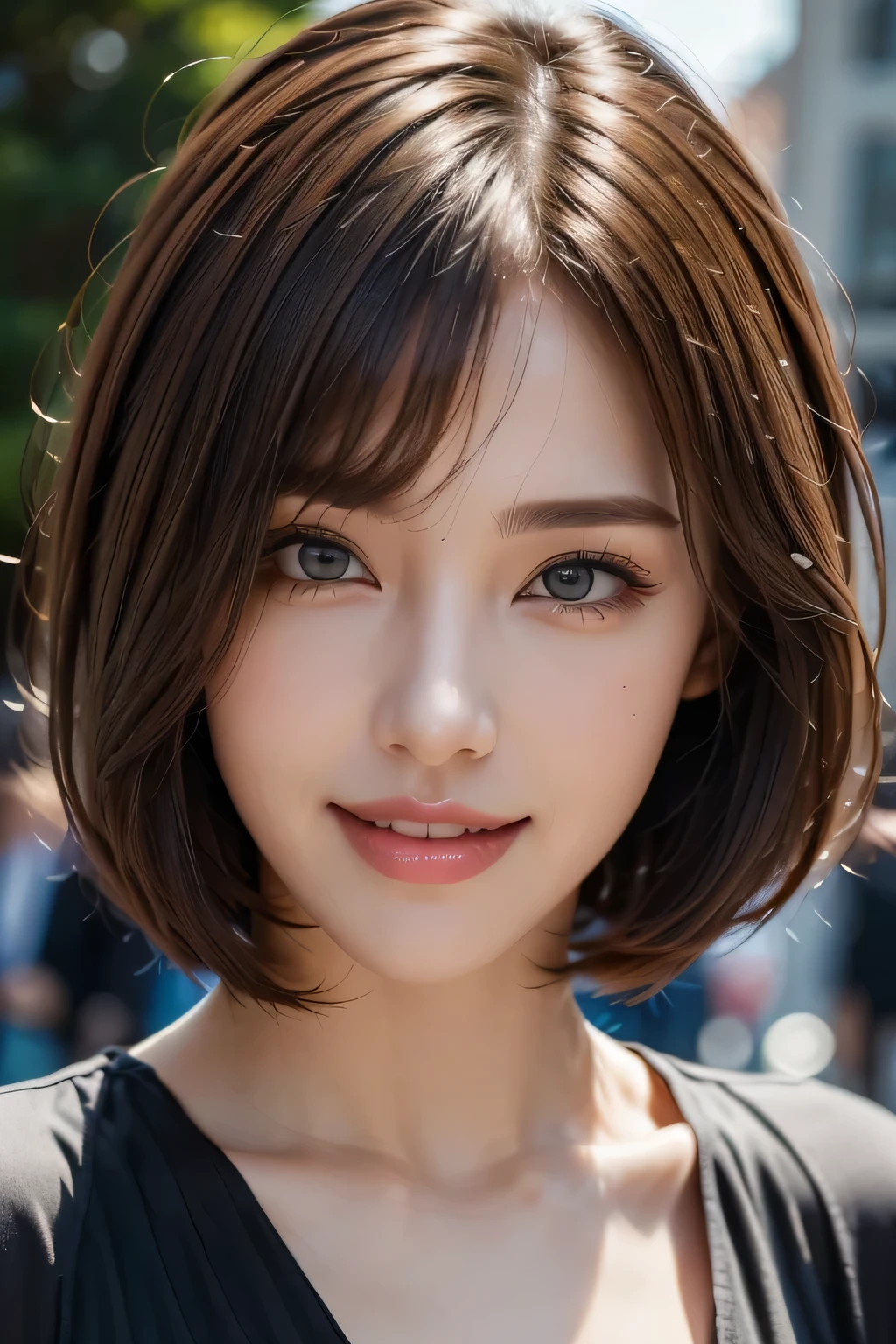 1 Female、40 years、Ultra detailed face、Detailed lips、Detailed eyes、double eyelid, (Medium Short Hair、Huge breasts:1.5)、Summer Sweaters:1.1, ((Highest quality、8k、Photorealistic, masterpiece:1.3))