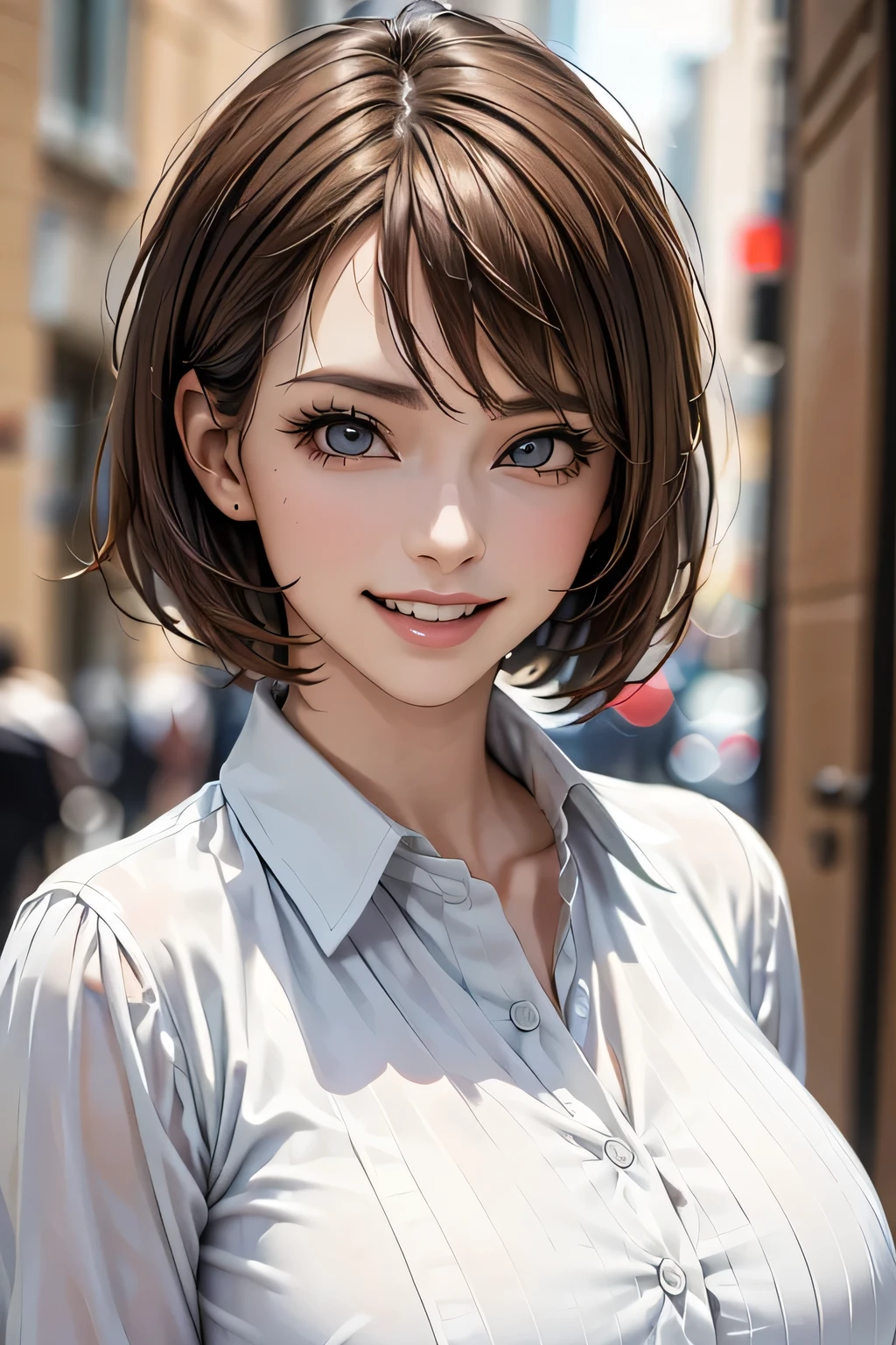 1 Female、40 years、Ultra detailed face、Detailed lips、Detailed eyes、double eyelid, (Medium Short Hair、Huge breasts:1.5)、Summer Sweaters:1.1, ((Highest quality、8k、Photorealistic, masterpiece:1.3))