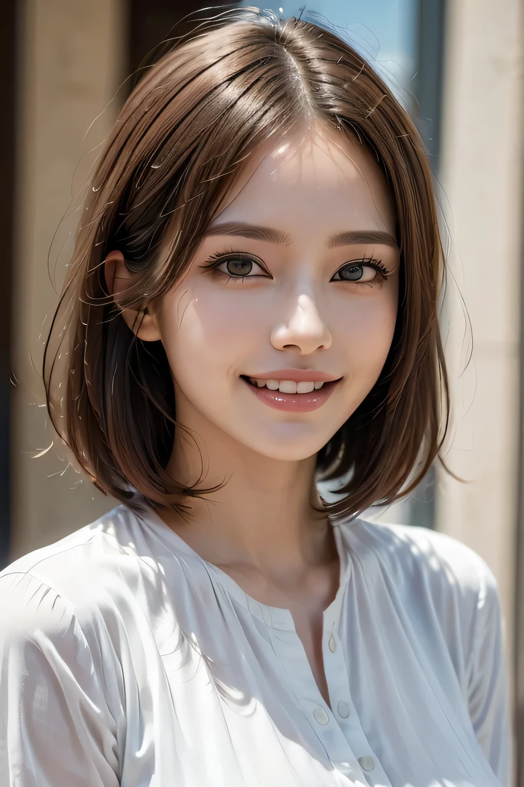 1 Female、40 years、Ultra detailed face、Detailed lips、Detailed eyes、double eyelid, (Medium Short Hair、Huge breasts:1.5)、Summer Sweaters:1.1, ((Highest quality、8k、Photorealistic, masterpiece:1.3))