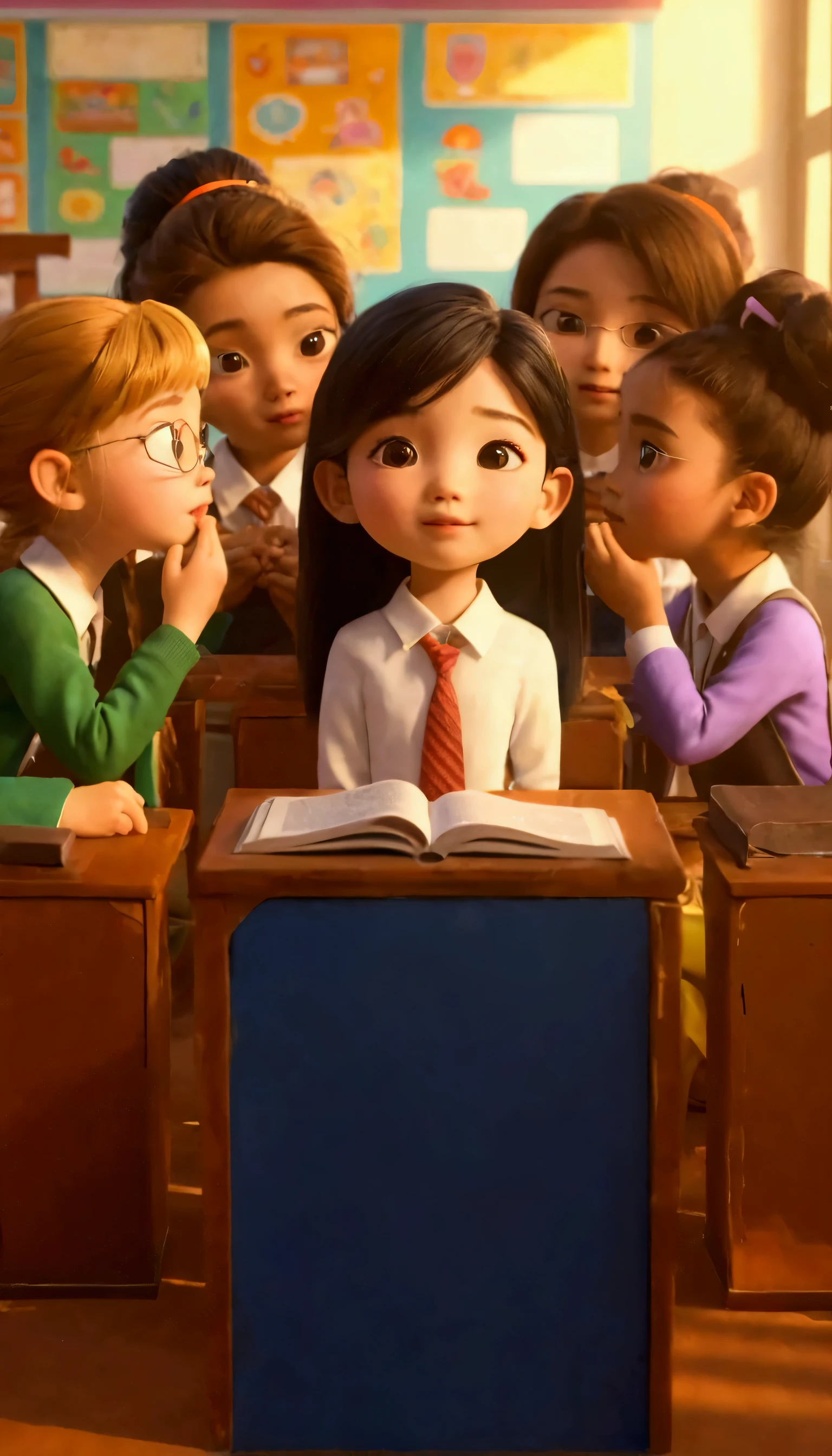 Make girl in center more beautiful and alter background a little