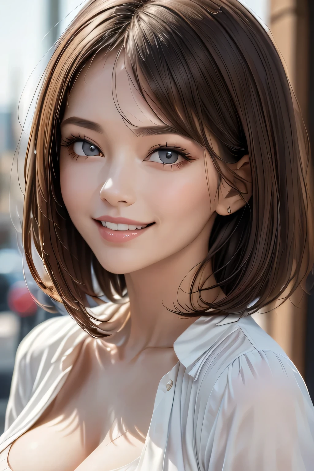 1 Female、40 years、Ultra detailed face、Detailed lips、Detailed eyes、double eyelid, (Medium Short Hair、Huge breasts:1.5)、Summer Sweaters:1.1, ((Highest quality、8k、Photorealistic, masterpiece:1.3))