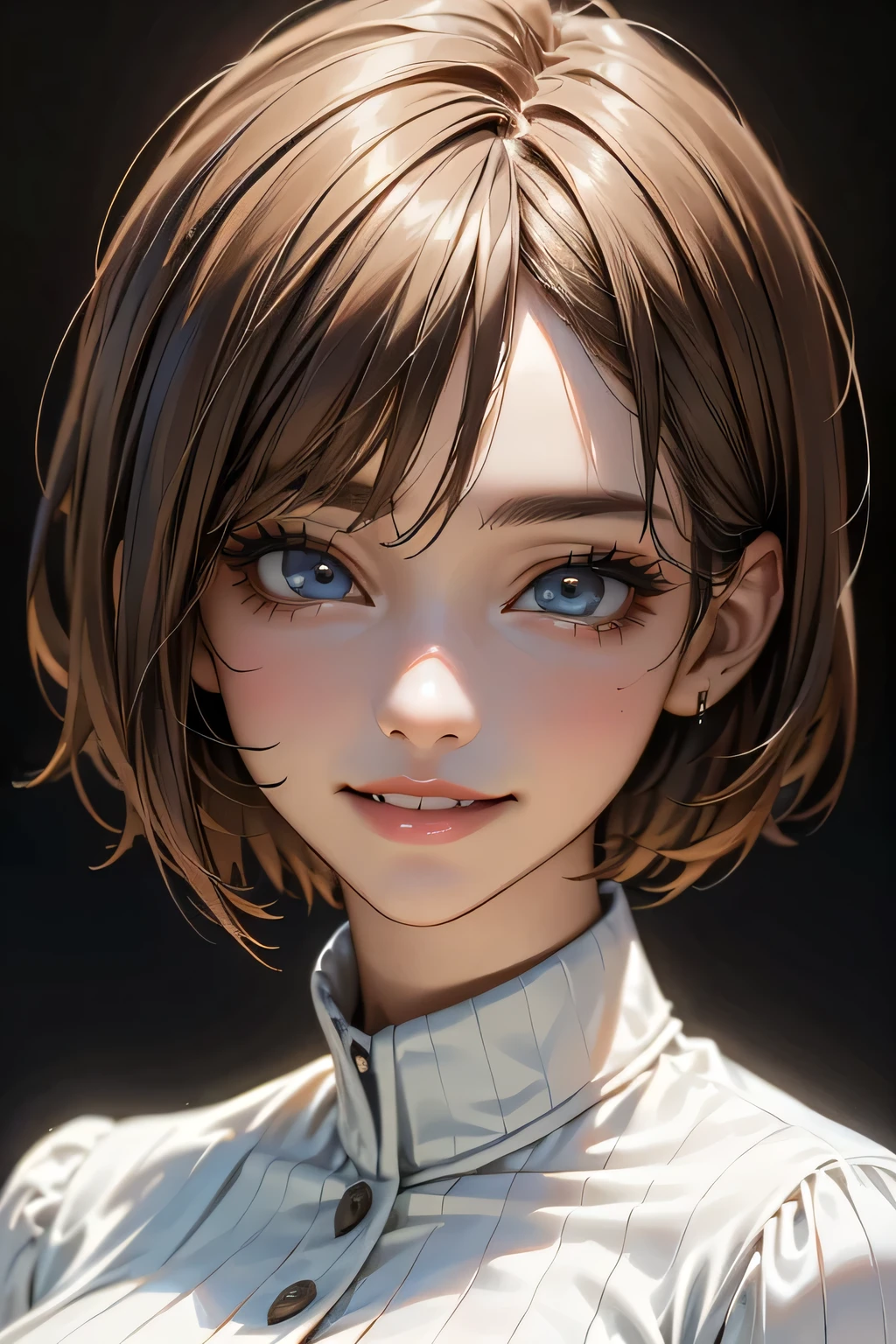 1 Female、40 years、Ultra detailed face、Detailed lips、Detailed eyes、double eyelid, (Medium Short Hair、Huge breasts:1.5)、Summer Sweaters:1.1, ((Highest quality、8k、Photorealistic, masterpiece:1.3))
