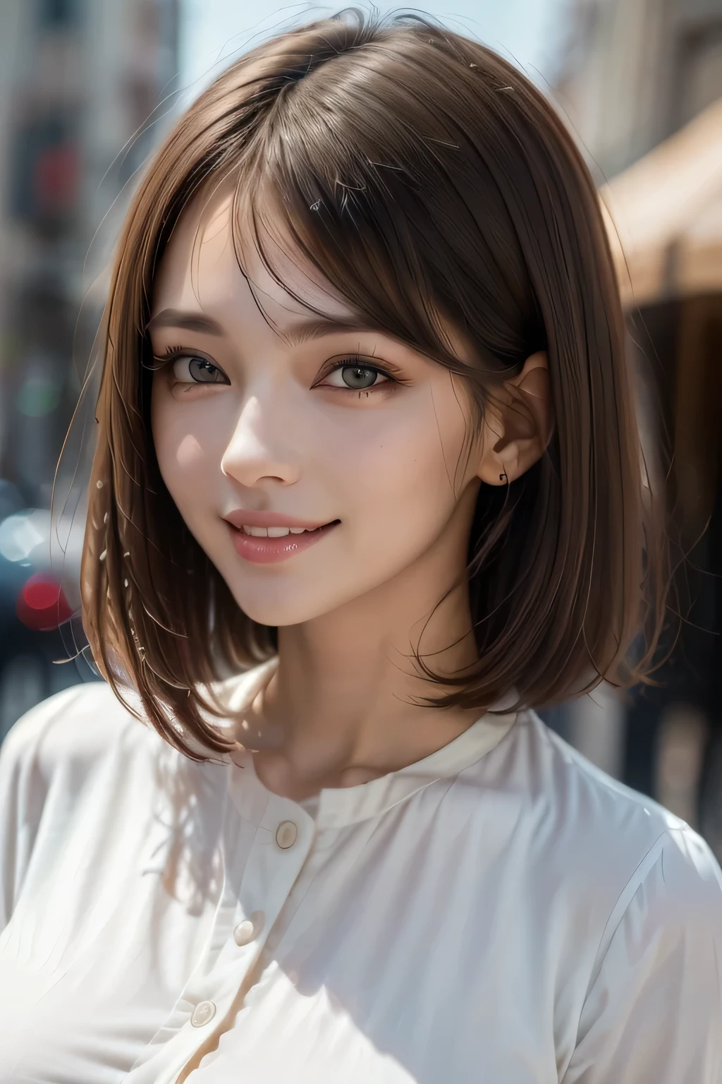 1 Female、40 years、Ultra detailed face、Detailed lips、Detailed eyes、double eyelid, (Medium Short Hair、Huge breasts:1.5)、Summer Sweaters:1.1, ((Highest quality、8k、Photorealistic, masterpiece:1.3))