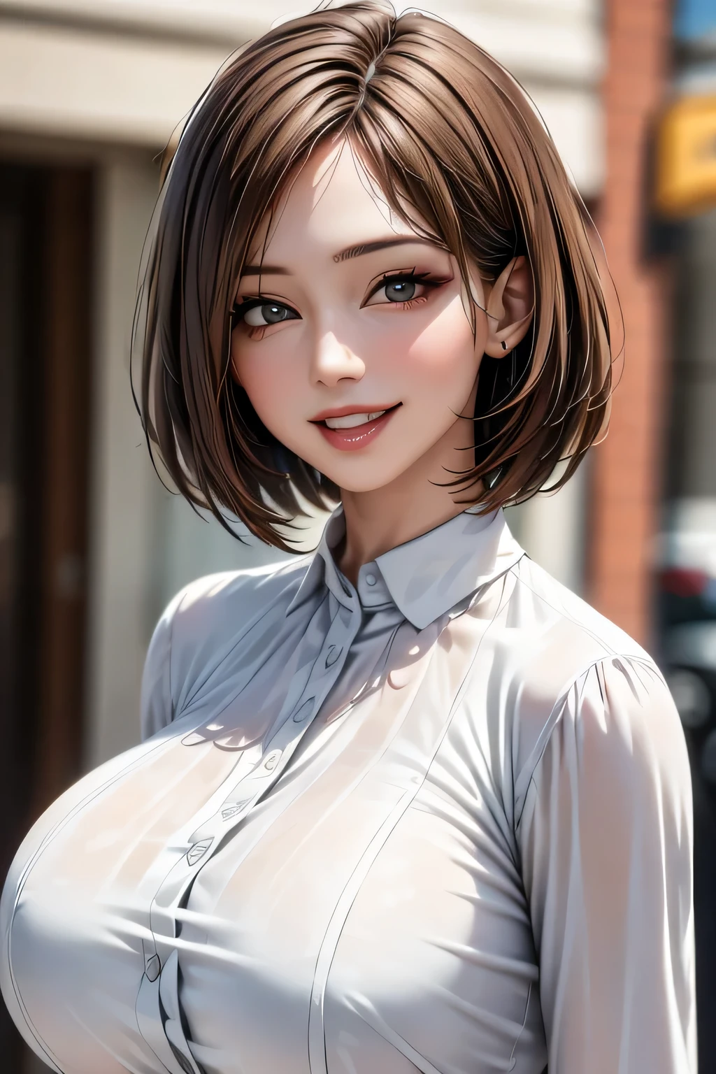 1 Female、40 years、Ultra detailed face、Detailed lips、Detailed eyes、double eyelid, (Medium Short Hair、Huge breasts:1.5)、Summer Sweaters:1.1, ((Highest quality、8k、Photorealistic, masterpiece:1.3))