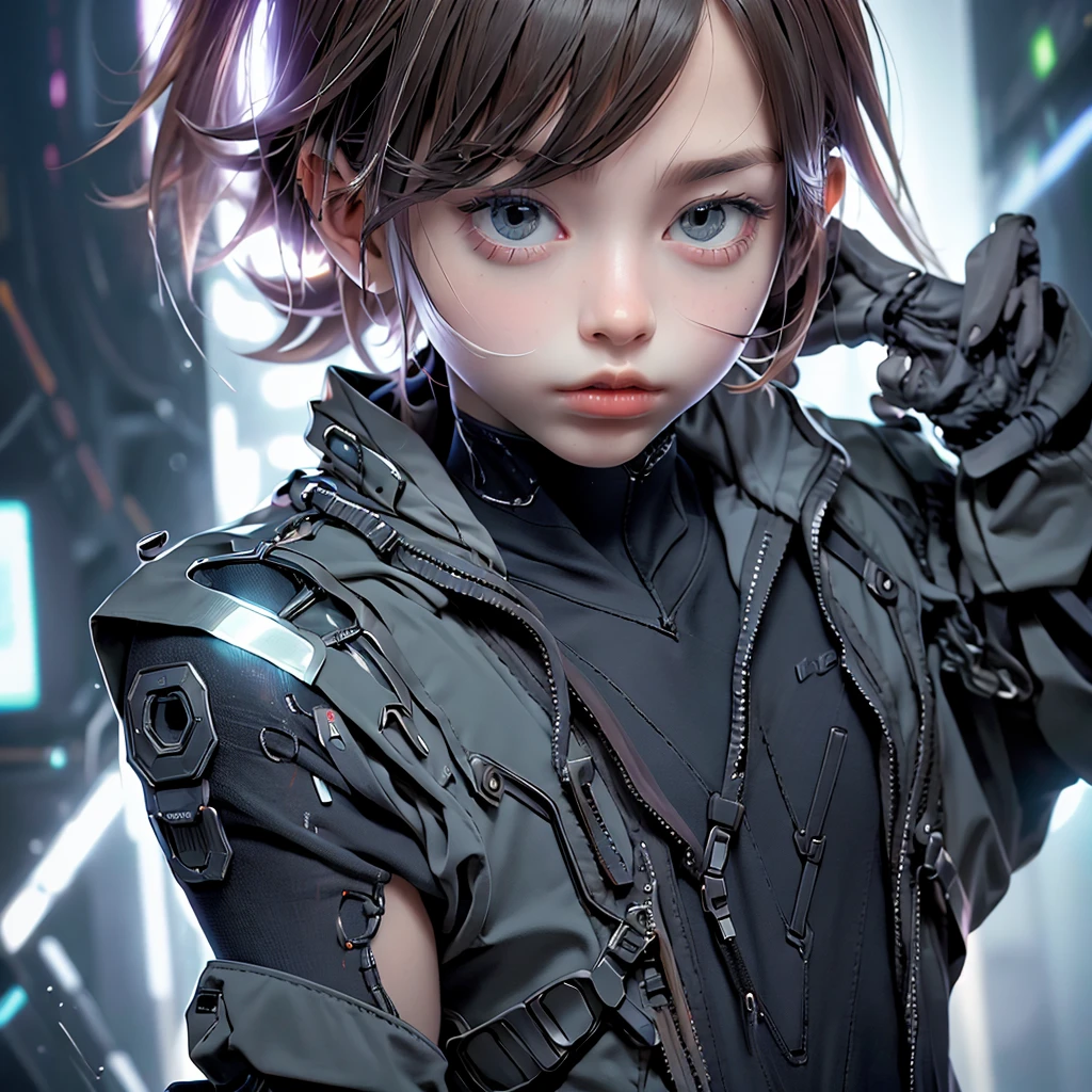 1boy, (realistic), cyber suit, upper body, Cyber jacket