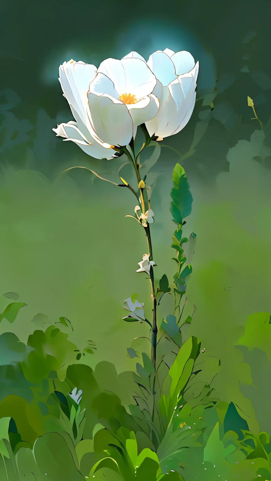 there is a white flower that is in the middle of a field, beautiful flower, white flower, fine simple delicate structure, white flowers, beautiful natural forms, glowing delicate flower, by Shi Rui, elegant flowers, very beautiful photo, beautiful large flowers, soft flowers, incredibly beautiful, white petal, peaceful expression, surrounded flower, anemone, beautiful nature, by Mei Qing