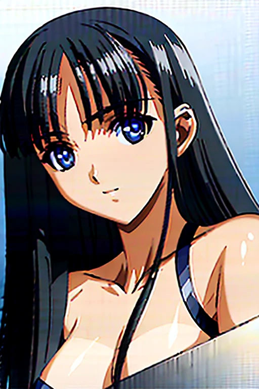 RAW photo, (full body photo) beautiful young woman with long sleek black hair with bangs ((flat bangs)), blue eyes, girl 18, beautiful face, wearing a split red dress, smiling face, mouth closed, not looking at the viewer, hard shadows, cinematic shots, dramatic lighting.(Ultra Realistic), (Illustration), (Increased Resolution), (8K), (Highly Detailed), (Best Illustration), (Beautiful and Detailed Eyes), (Best Quality), (Ultra Detailed) , (Masterpiece ), (wallpaper), (detailed face), solo, 1 female, mature, age 20, mizushima_asa , Long Straight Hair, Blue Eyes, Big Breasts, classroom, masterpiece, best quality, blue eyes, Big Breasts.