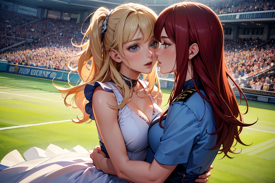 ((Masterpiece, top quality, high resolution, highly detailed CG unified 8K wallpaper)), solo, araffe woman kissing a trophy on a tennis court, martina fackova, simona sbaffi is the captain, magdalena radziej, by January Suchodolski, wining, medium detail, expressions of joy and excitement, celebrating, in detail, detail, serena malyon, best shot,