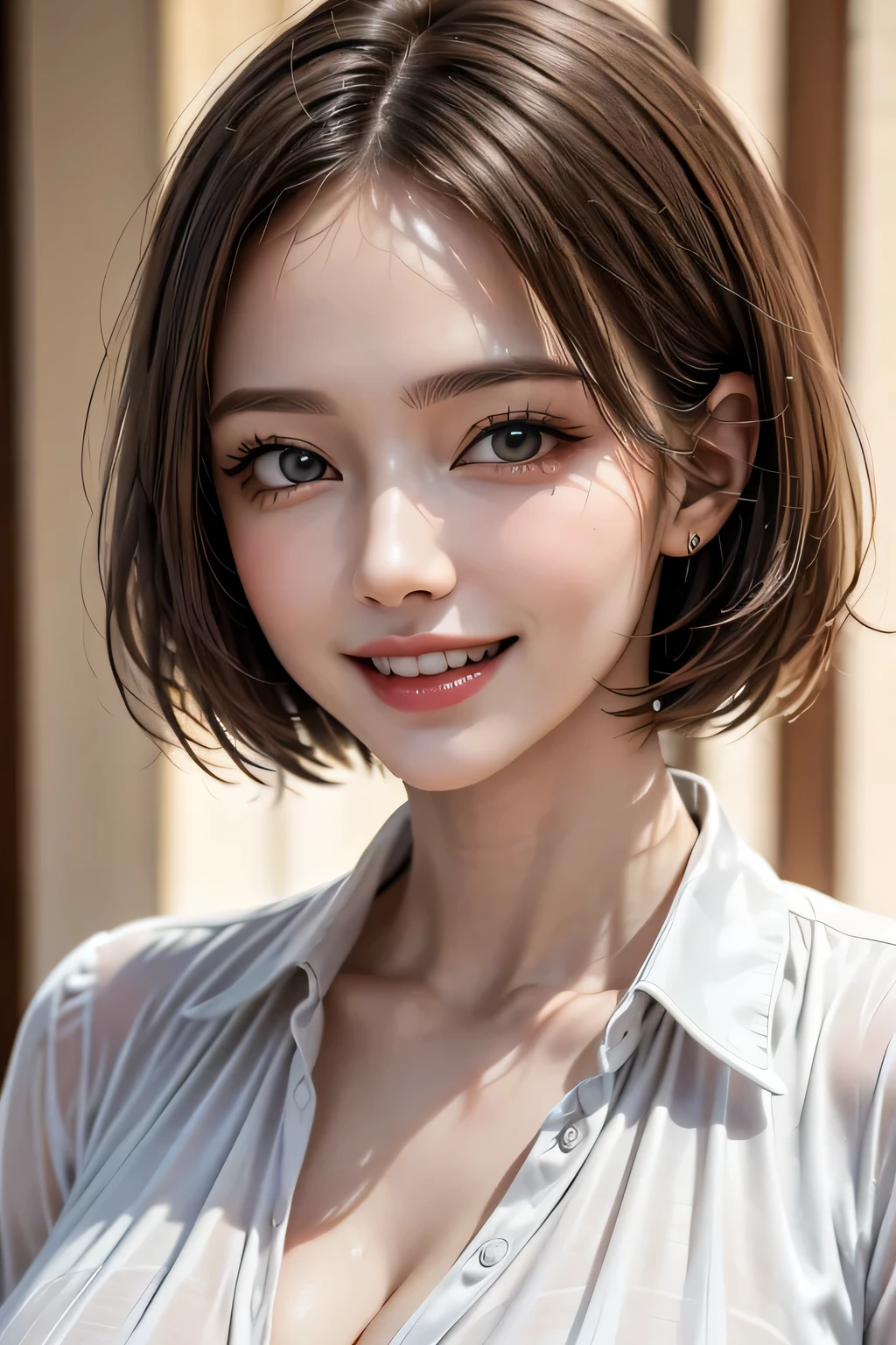 1 Female、40 years、Ultra detailed face、Detailed lips、Detailed eyes、double eyelid, (Medium Short Hair、Huge breasts:1.5)、Summer Sweaters:1.1, ((Highest quality、8k、Photorealistic, masterpiece:1.3))