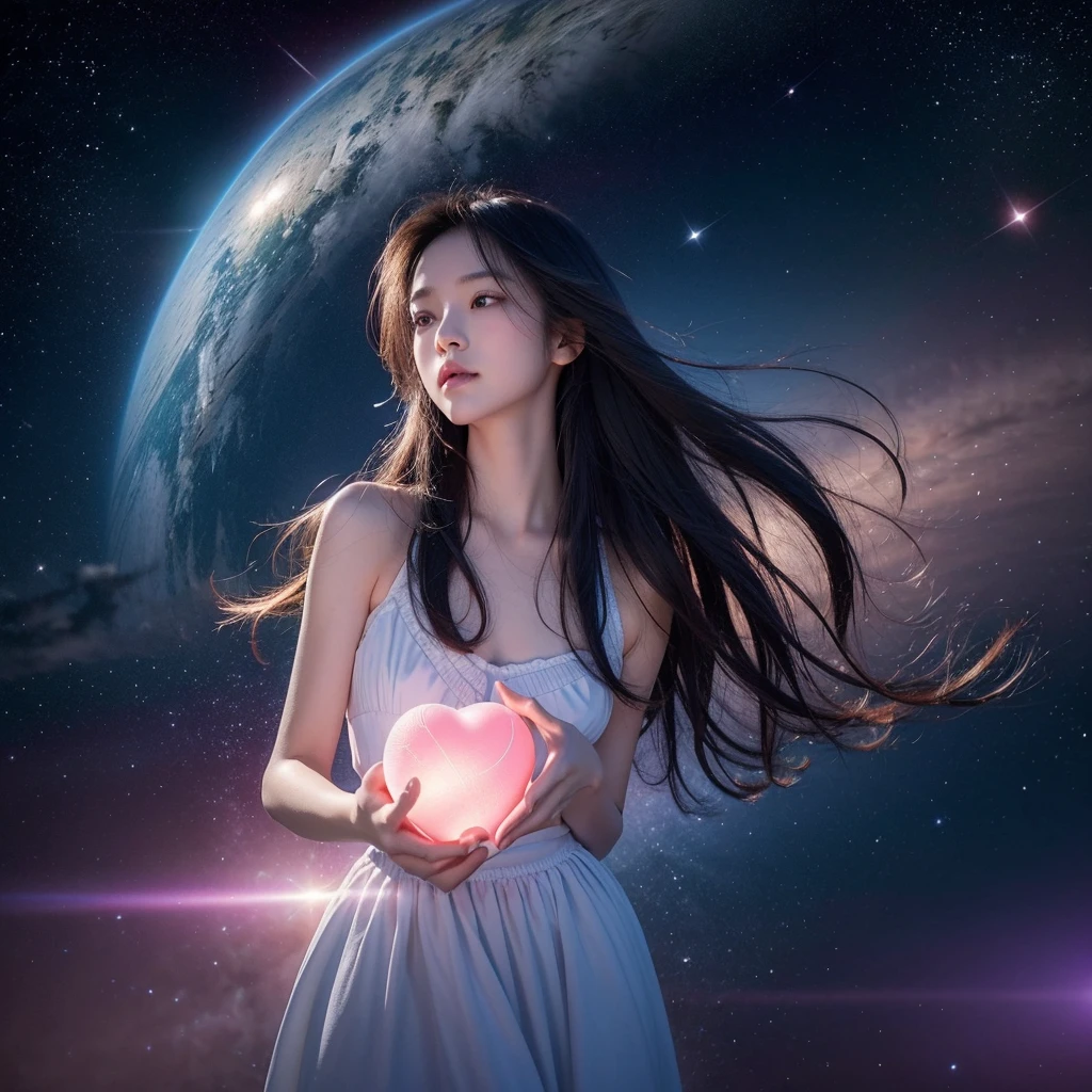 **Cover Image Prompt:**
「Create a cover image that exudes romantic and mystical energy.。The main feature is a glowing heart-shaped energy orb floating in the center.、Depicts a soft, diffuse glow of bright pink and purple light.。Delicate waves of light extend from the orb in all directions.、It symbolizes the energy of love and attraction.。In the background、The deep night sky spreads、You can see a beautiful gradation from deep blue to indigo.、Emphasizes the grandeur and mystery of the universe。
夜空には無数のstar々and tiny particles of light are scattered throughout.、star々are arranged in a swirling pattern around the orb.、It gives the impression that the energy of love is pervasive throughout the universe.。moreover、In the backgroundstar雲や淡い光の筋が加わり、Creates a dreamy and fantastical atmosphere。The overall design focuses on abstract expression.、Eliminate people and figurative motifs、The composition will convey the power of love and the harmony of the universe.。The colour is warm、Finish with a pleasant tone、Aim for a design that has a deep visual impact。」