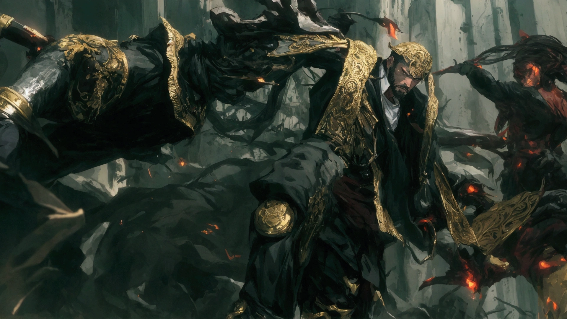 make this character into anime art style, man face, change background