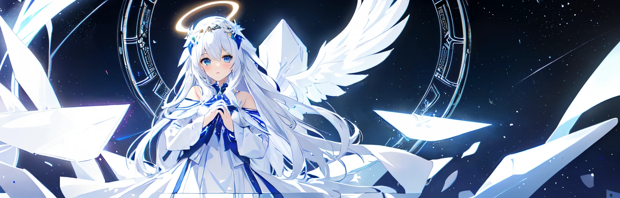 White etherial girl with halo