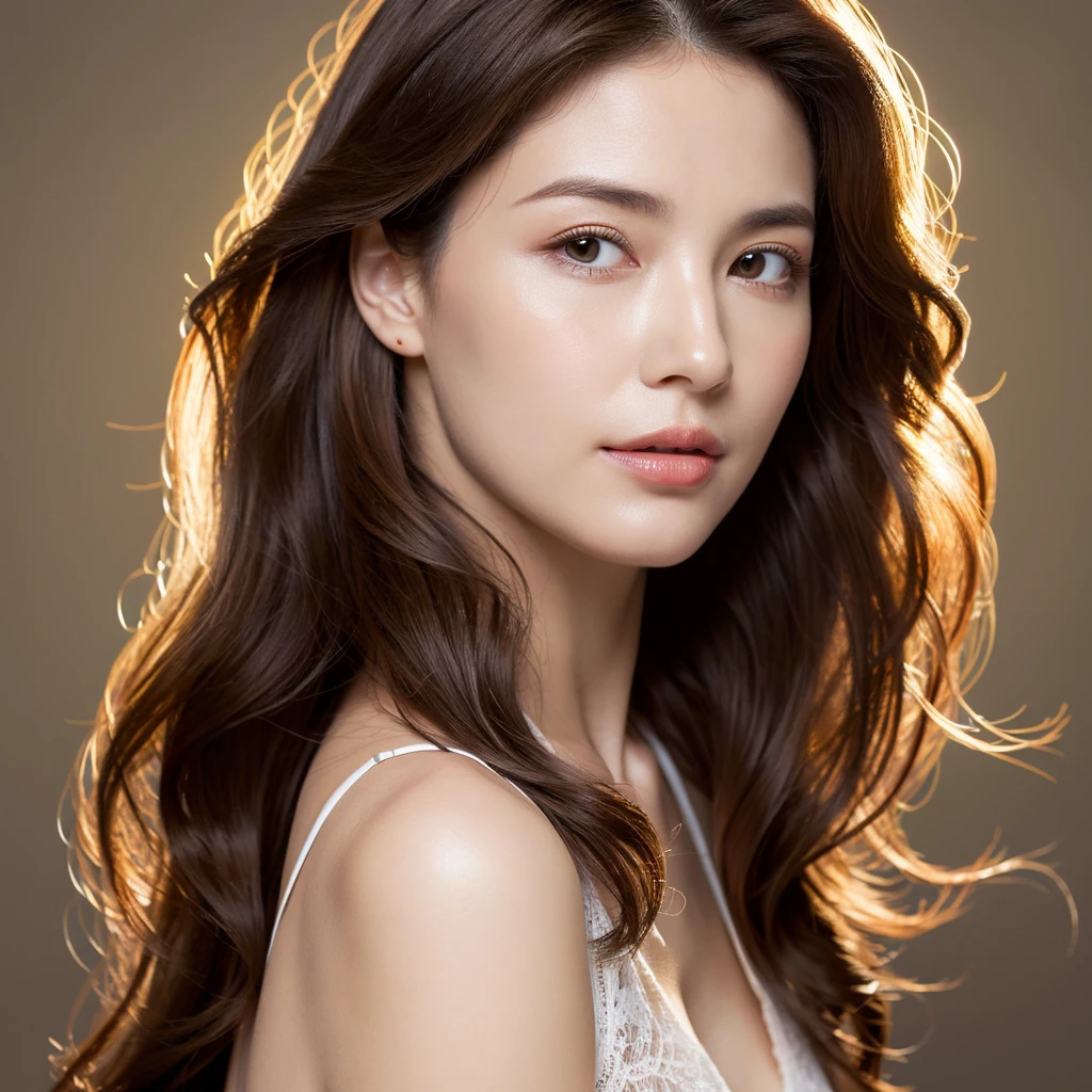 Beautiful mature woman with beautiful wavy long hair, so much close to me, Ultra-high resolution,(Realistic:1.4), ((Highest quality)), ((masterpiece)), (be familiar with),