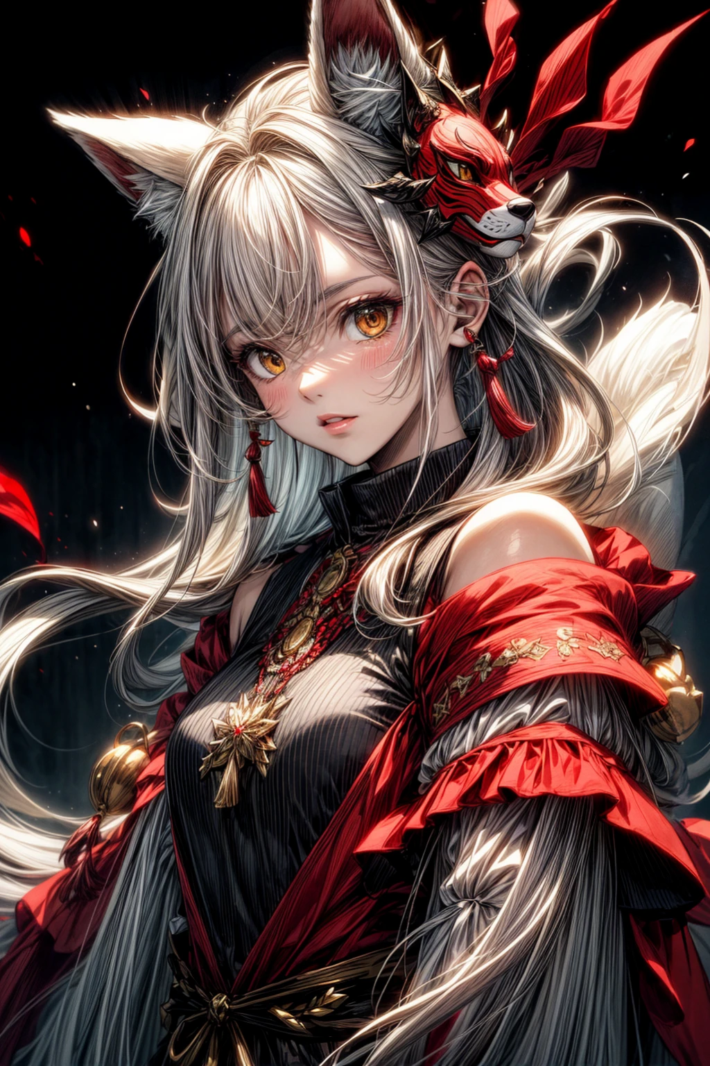 Anime girl with long white hair and horned red cloak, anime style 4 k, Detailed Digital Anime Art, Anime art wallpaper 8k, anime art wallpaper 4k, anime art wallpaper 4k, badass anime 8 K, 4k anime wallpaper, 8k high quality detailed art, anime wallpaper 4 k, anime wallpaper 4k, 4 k manga wallpaper