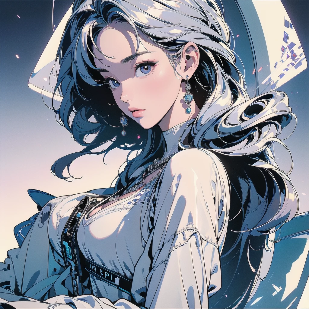 (((masterpiece, Highest quality)))、(((32K Wallpapers)))、The most detailed machine、(((The most complete and detailed white futuristic machine and woman)))、The most detailed background、(((Flat Chest)))、(((Many complex, Sophisticated, Futuristic machine)))、head shot,((((More Angles))))、((Overall colorful))、A perfect machine、(((Perfect and beautiful face)))、(((The most perfect machine of the future)))、Detailed Hair、anime、(((artistic)))、Abstract、(((Fisheye Lens)))