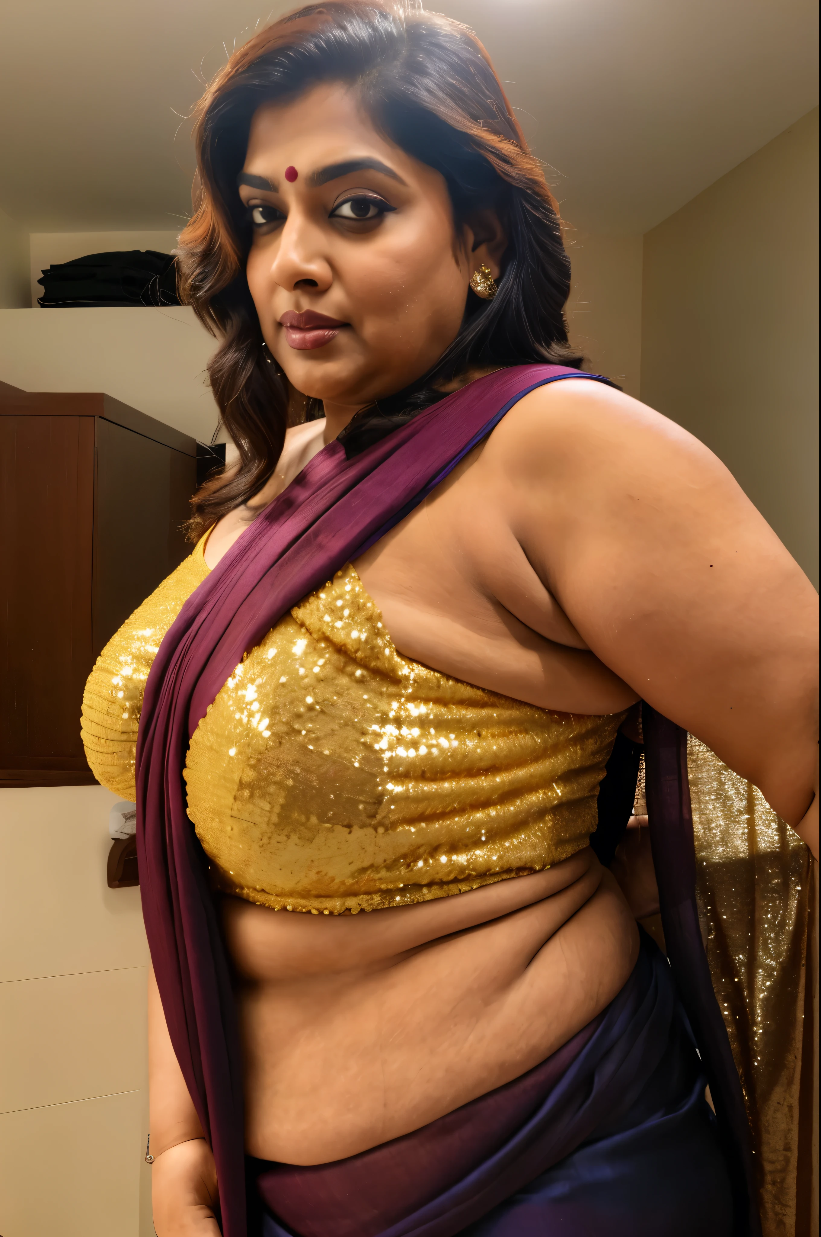 Sexy fat plus size indian bhabhi, 60 years old Woman, big Indian mommy, horny mommy, hot Amma, big Indian aunty bhabhi, wide body , heavy figure, sleeveless blouse, desi hot aunty, looks like Kriti Sanon, wearing sleeveless saree blouse, sexy sequin saree, bold saree fashion, bong saree fashion, bold hot photoshoot, sexy sequin saree, she has fleshy arms and fat wide belly, sexy armpits, showing her attractive fleshy figure, high quality skin, skin pores, skin texture, deep juicy navel, sexy navel folds, fleshy figure, jiggly belly, hyper realistic skin, RAW Foto, thick juicy figure, semma figure, hot chechi, hot Amma, aunty looking very hot in sleeveless blouse, sexy modern sleeveless blouse, Sheer Sleeveless Blouse, off shoulder blouse, aunty is very popular among young boys, seductive pose, goddess of seduction, kamadevi, 