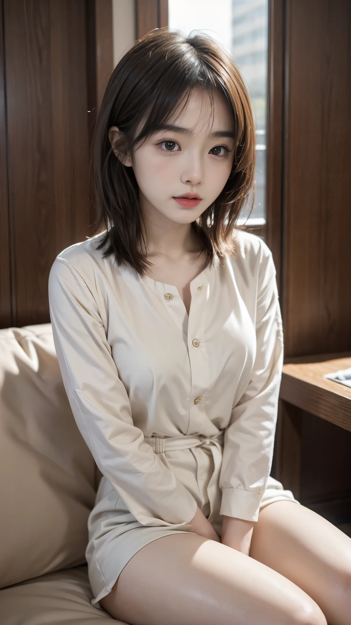 ((Sayaka Okada、Baby Face、beautiful girl))、Highest quality、Highest quality、Masterpiece、Ultra high definition、Realistic、Slender body line、Cute Face、Moisturizing lips
