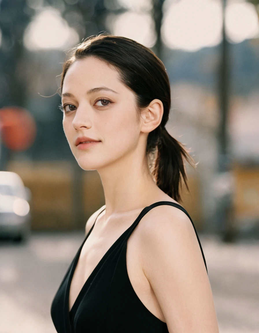 xxmixgirl, Upper body of a beautiful cute long face Japanese girl, happy smiling, still from the film, ((young Marion Cotillard face : 1.2)), ((young Anne Hathaway face: 1.0)), from front, portrait photo of a cute 25 y.o woman, looks at viewer, full lips, natural skin, skin moles, stormy weather, (cinematic, film grain:1.1), ((asian winged eyes, very long and slender slim face, windy tousled, long straight black ponytail, cropped top)), Leica SL3, Summicron-SL 75mm ASPH, F/2, (cinematic still:1.2) Kodak Gold 200 film, bokeh, rim lighting, silhouette, shallowed depth of field, dynamic hands up,