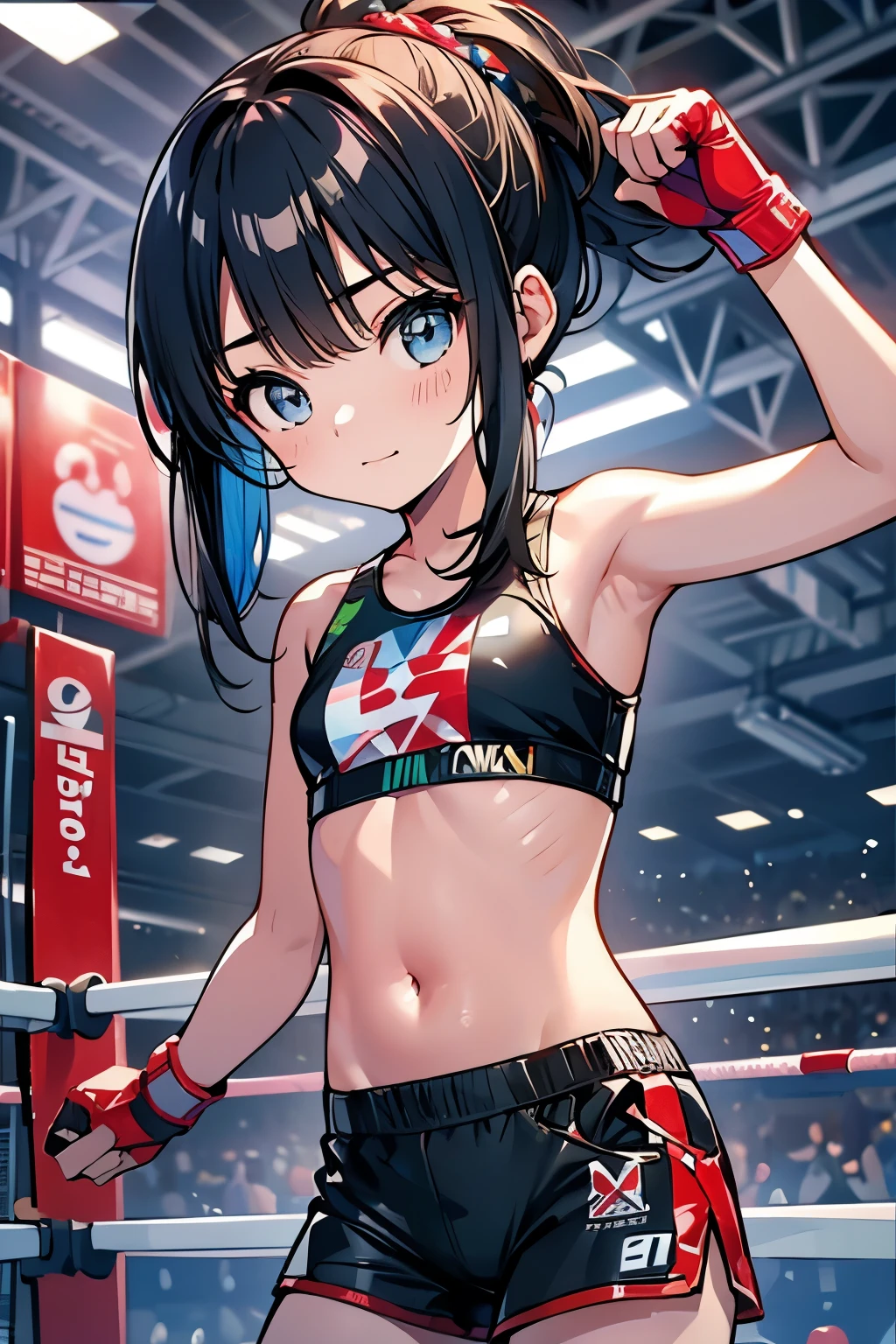 boxing、 Girls、Young、(child:1elly button、cute、Shorts、boxingグローブ