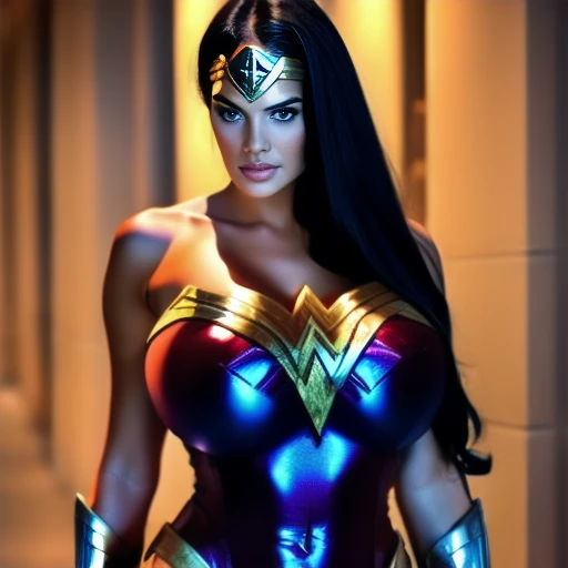 Wonder Woman costume, big breasts, teenager, cool handsome young handsome beauty