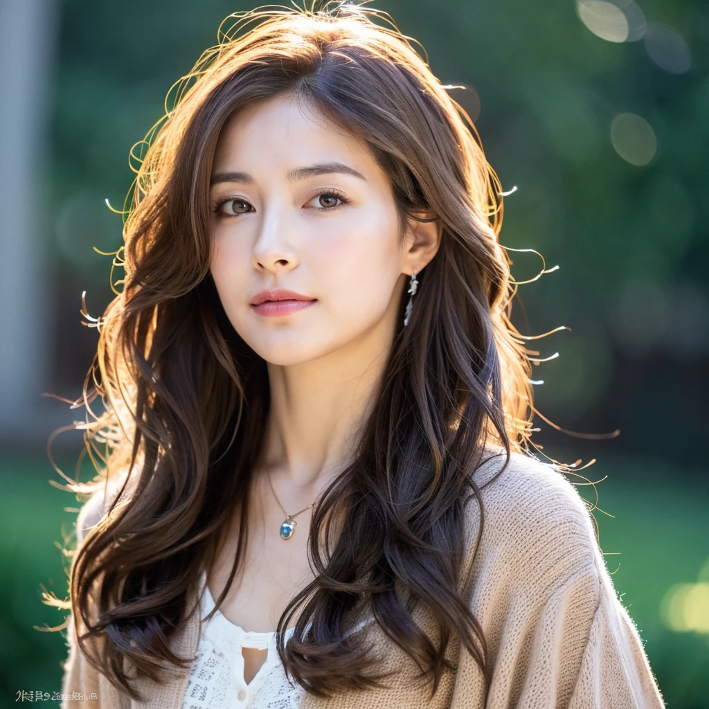 Beautiful mature woman with beautiful wavy long hair, Ultra-high resolution,(Realistic:1.4), ((Highest quality)), ((masterpiece)), (be familiar with),
