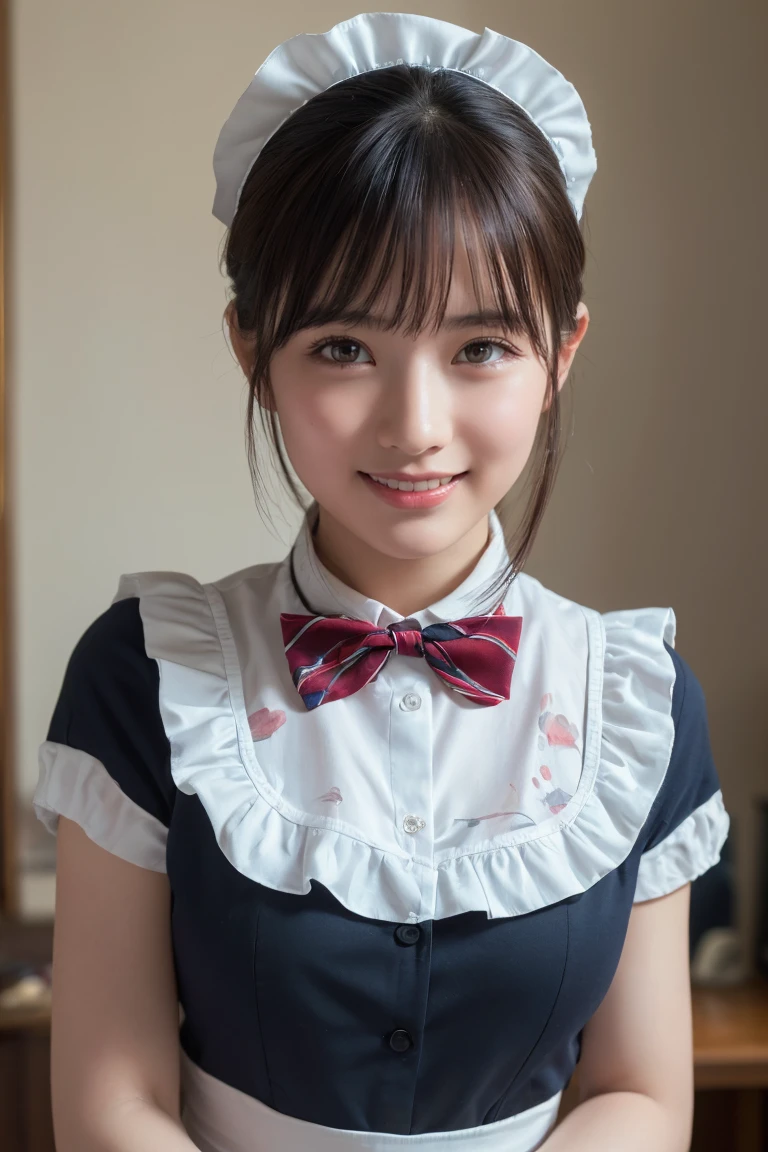 (1 girl:1.0),15 years old,(small brests:1.2),(skinny:1.2),high school student,beautiful girl,(short ponytails:1.2),akb48,nogizaka46, beautiful girl,school girl,sitting chair,(cowboyshot:1.0),fullbody,Navy blazer, red ribbon, white blouse, navy pleated skirt,front face,(front view:1.0),looking at viewer,office,(full-face blush:1.5),(smile:1.2),(presenting panties:1.5),(holding panties:1.5),white panties,(facial:1.5),(cum on face:1.5),