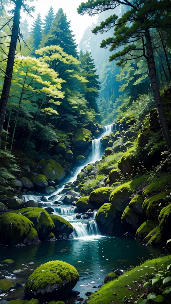 jpn、(mont、(In the deep forest、mosses)、falls、disturbing atmosphere)、shrines