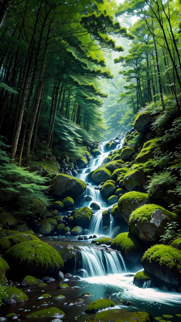 jpn、(mont、(In the deep forest、mosses)、falls、disturbing atmosphere)、shrines