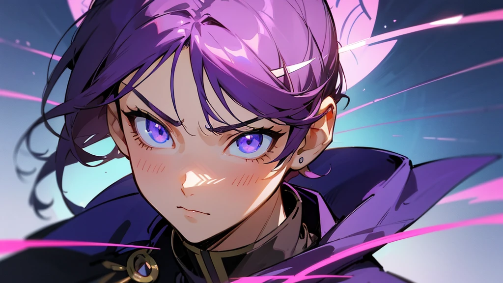 a close up of a person with a purple light in their hair, anime art wallpaper 4 k, anime art wallpaper 4k, anime art wallpaper 8 k, ufotable art style, jen bartel, by Tyler Jacobson, artwork in the style of guweiz, anime epic artwork, artgerm and atey ghailan, handsome guy in demon slayer art