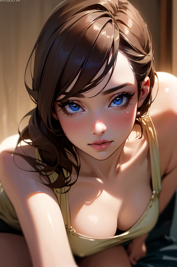 beautiful young woman on a bed in a skimpy pajama, beautiful detailed eyes, beautiful detailed lips, extremely detailed eyes and face, long eyelashes, elegant, graceful pose, soft lighting, warm color tones, cinematic lighting, photorealistic, 8k, highly detailed, masterpiece, (best quality,4k,8k,highres,masterpiece:1.2),ultra-detailed,(realistic,photorealistic,photo-realistic:1.37)