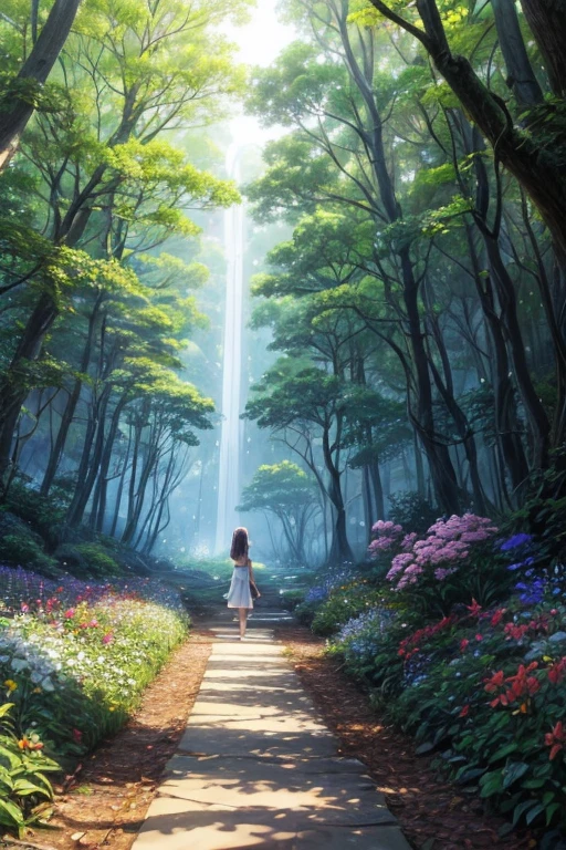 One sunny afternoon, while wandering through the forest, Lily stumbled upon a hidden path she'd never seen before. Curiosity piqued, she followed the path, which led her to a magnificent garden unlike any she'd ever seen. The garden was filled with vibrant flowers, towering trees, and sparkling streams that seemed to hum with a mysterious energy.