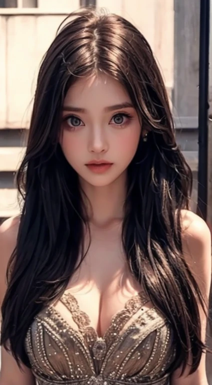 masterpiece, Highest quality, One girl, Gray Hair, smile, View your viewers, Adult, Fully mature, Holding flowers、high resolution、Ultra delicate、8k、Big eyes、Luxury Dresses