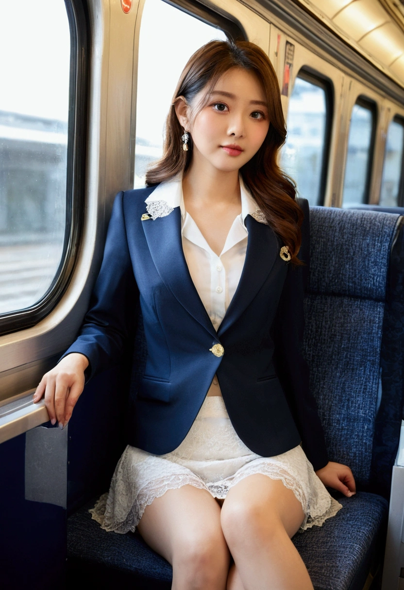{黒のtight skirtの中に白いパンティー:1.5}、Take a break,(黒のtight skirtの中から白いパンティーが見えます)、Take a break,(Her white panties were very visible.)、Take a break,(黒のtight skirtのももの間から白いパンティが見えます)、Take a break,(Take the whole body), {Alignment angle},wear a suit, wear a suitที่เข้มงวด, wear a suitรัดรูป, wear a suitธุรกิจ, 厳格なwear a suit, 厳格な彼は濃い青の光沢のあるビジネスwear a suitいる., 彼は濃い青の光沢のあるビジネスwear a suitいる., 彼は濃い青の光沢のあるビジネスwear a suitいる., luxurious navy blue suit, All buttons are closed.、My shoes are on the train floor.、Masterpiece, Highest quality, 8ก, Age 27, Generation 20,RAW photos, confused, Hold your phone with both hands.、Look at your smartphone,Take a break,tight skirt ,Take a break,Emphasize your thighs、white thighs,soft thighs、thin thighs、gorgeous thighs、(spread your legs:1.5)、sit in train seat,sit in front,Target zoom camera,alone, Very beautiful face, very beautiful woman、Beautiful as an adult、Japanese actress、Plump、Digital single-lens reflex camera, Frank, professional lighting, Film texture, Chromatic aberration, (Detailed eyes and face:1.0), (Bokeh:1.1),Take a break,white satin panties,Delicate lace decoration,The texture is soft and smooth.,gold embroidery,sparkle,perfect tailoring,Cute ribbon detail,การออกแบบที่luxurious,Comfortable to wear,Feminine and charming,Close-up photo,Sensual and seductive,Women's Beauty,colorful flower pattern,Highly detailed embroidery,luxurious,Delicate fabric,Excellent workmanship.,sexy lingerie,delicate luster,enchanting charm,Smooth to the touch,luxuriousและซับซ้อน,Stylish accessories,Bright colors,attractive charm,bright glow、naked ,bare