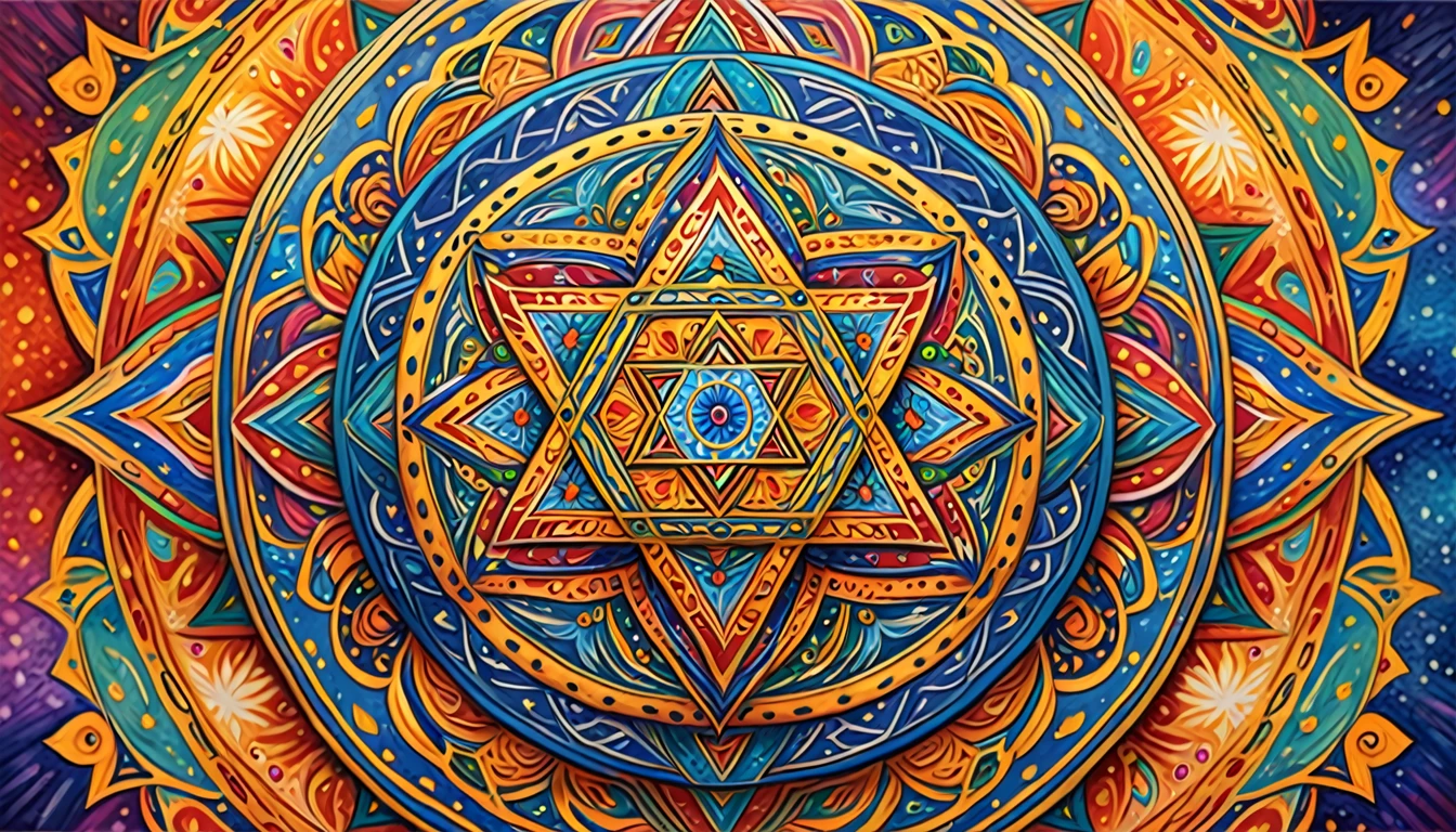 Mandala,The Shield of David in the center,