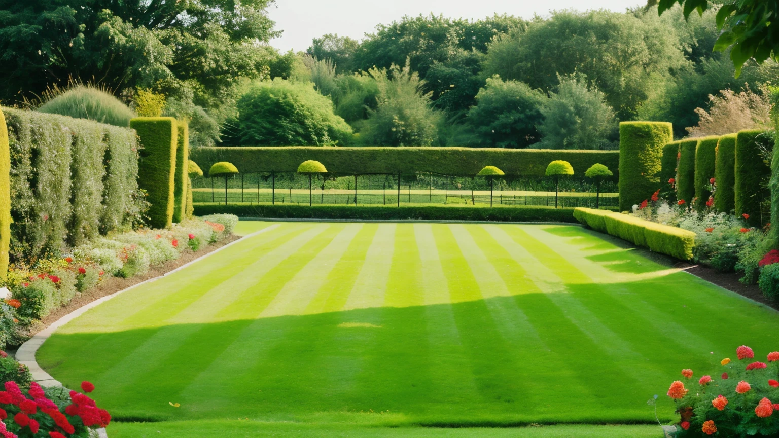 a green garden background leave front of grden empty with just grass in it
cartoon style