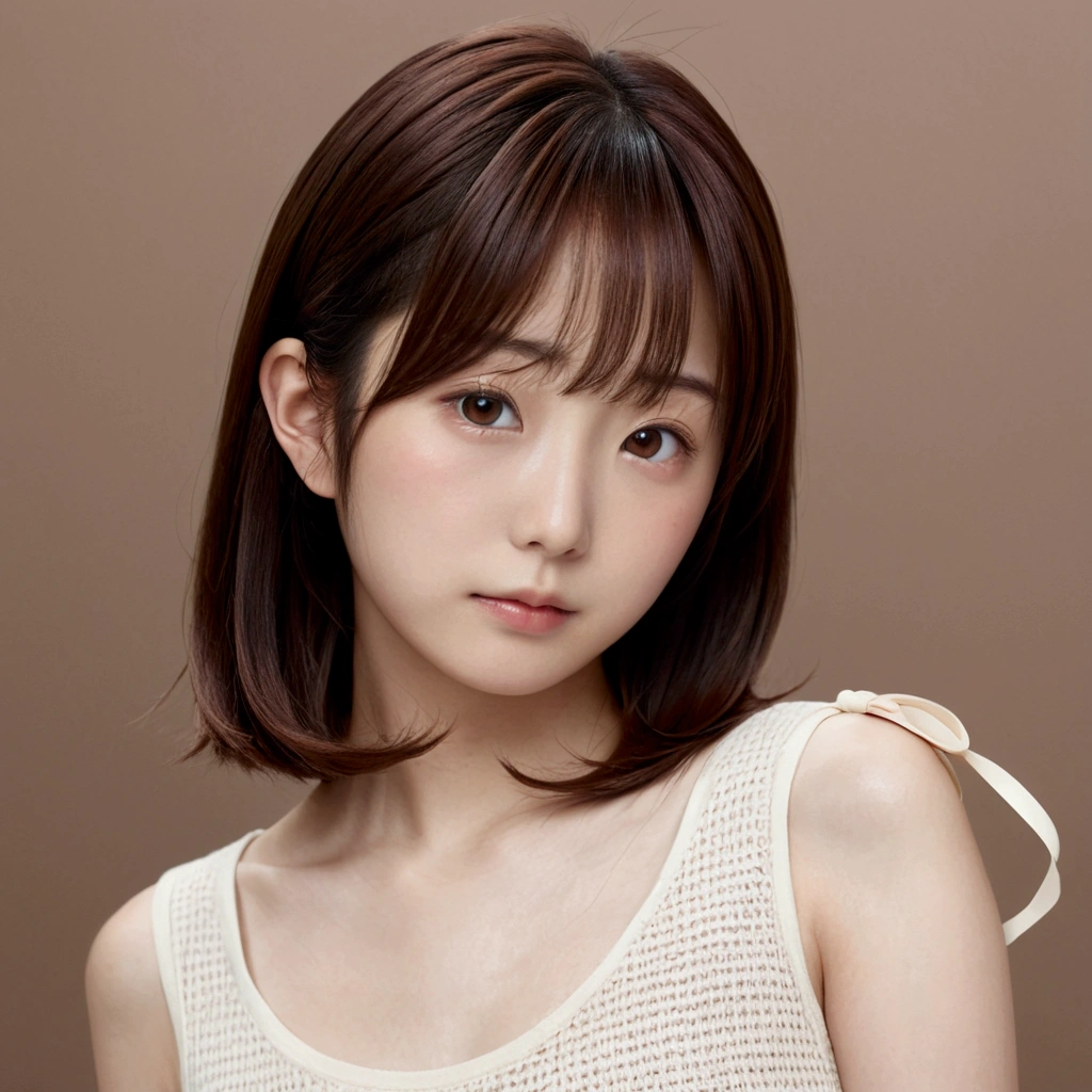 (8k、RAW Photos、Highest quality、masterpiece:1.2)、(Real、Photorealistic:1.4)、(Highly detailed 8K wallpapers)、(Professional Lighting、Cinematic lighting)、(18-year-old、Japanese、female、cute、Chiho、Sakimi-chan、Straight, shoulder-length brown hair:1.2)