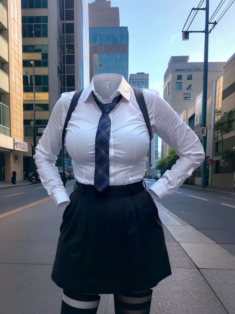 (invisible, no humans:1.7, headless:1.7, handless, legless), cute big breast, close-up to breast, from side, white shirt,black necktie,black pants, kick a leg up, dynamic pose,back hug,convenience store,(8k, RAW photo, best quality, masterpiece:1.2), (realistic, photo-realistic:1.37),photon mapping, radiosity, ((Hasselblad photography)),physically-based rendering,