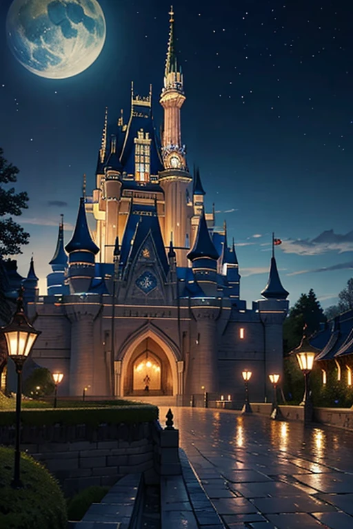 Princesses of Medieval Europe。Castle terrace at night。
