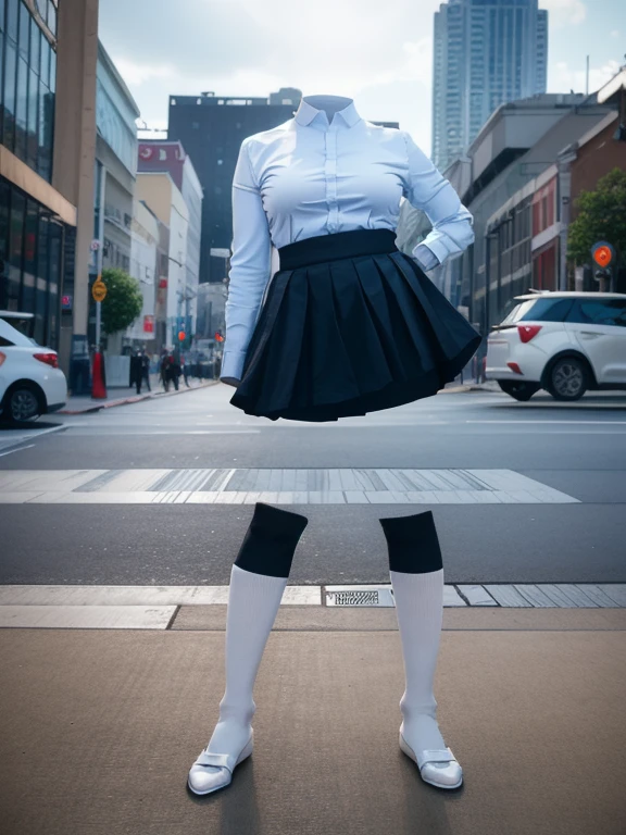 You can even see the feet, (Arch your back, Hands on hips), Be patient with peeing, mini skirt, (From below), uniform, (can not see, No humans, Headless, Faceless:1.5), Cute big tits, (8k, RAW Photos, Highest quality, masterpiece:1.2), (Realistic, photo-Realistic:1.37), Photon Mapping, Radio City, ((Hasselblad Photography)), Physically Based Rendering, whole body, socks