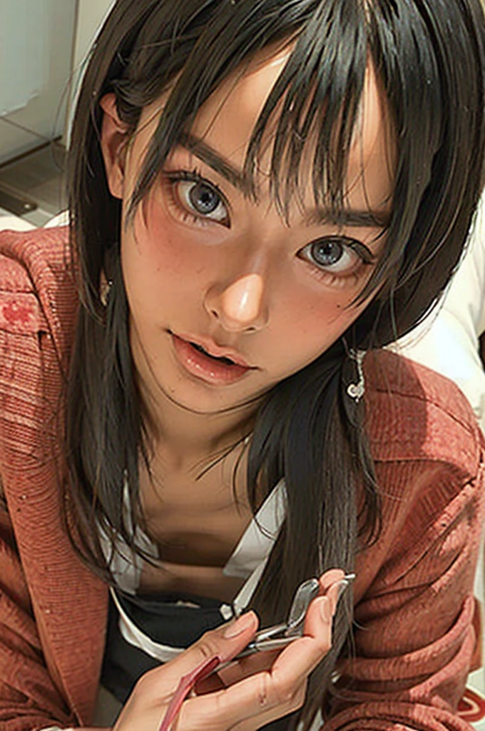 a beautiful girl, 1girl, detailed face, beautiful detailed eyes, beautiful detailed lips, extremely detailed face and eyes, long eyelashes, seductive expression, blowjob, erotic, sensual, intimate, detailed skin texture, detailed clothing folds, detailed background, photorealistic, 8k, highly detailed, masterpiece, cinematic lighting, warm color tones
