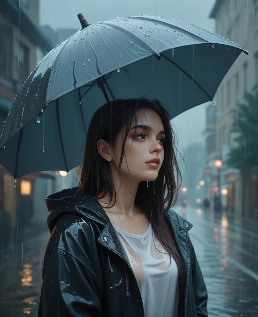 Woman in the rain