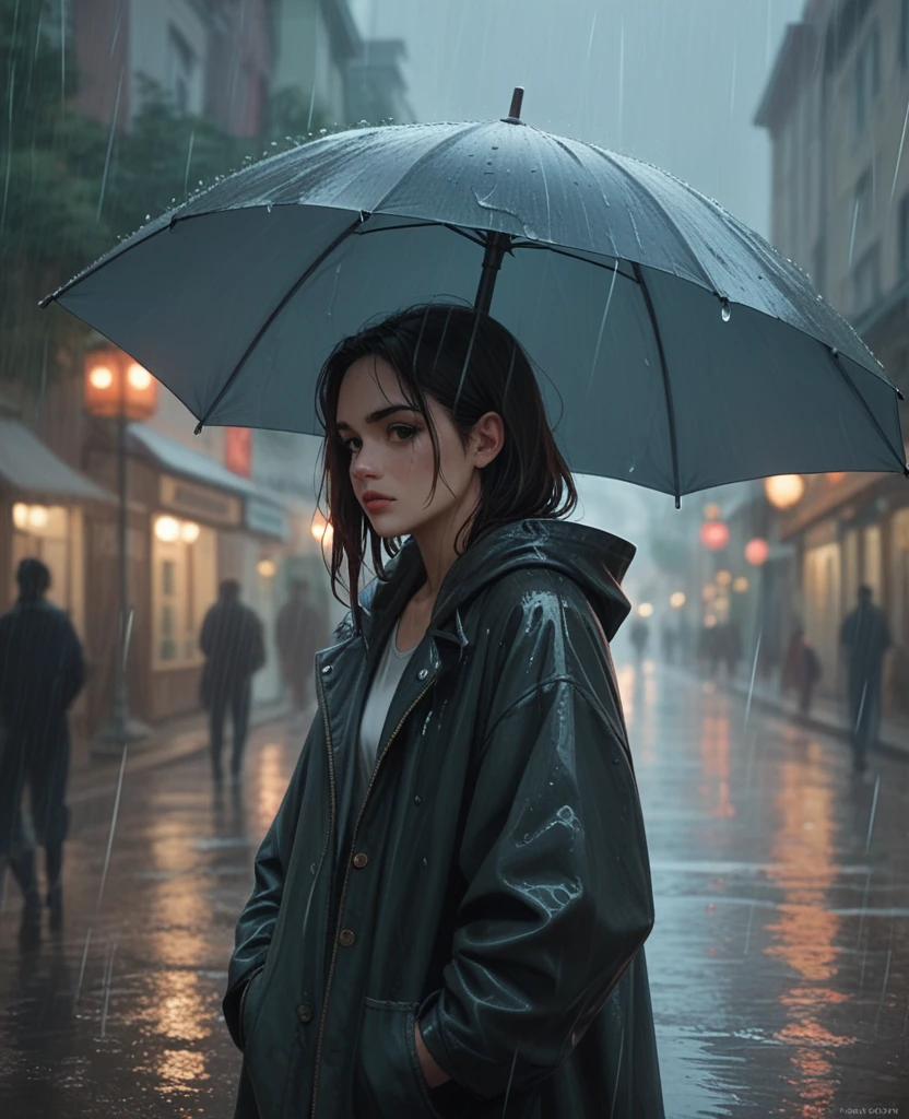 Woman in the rain