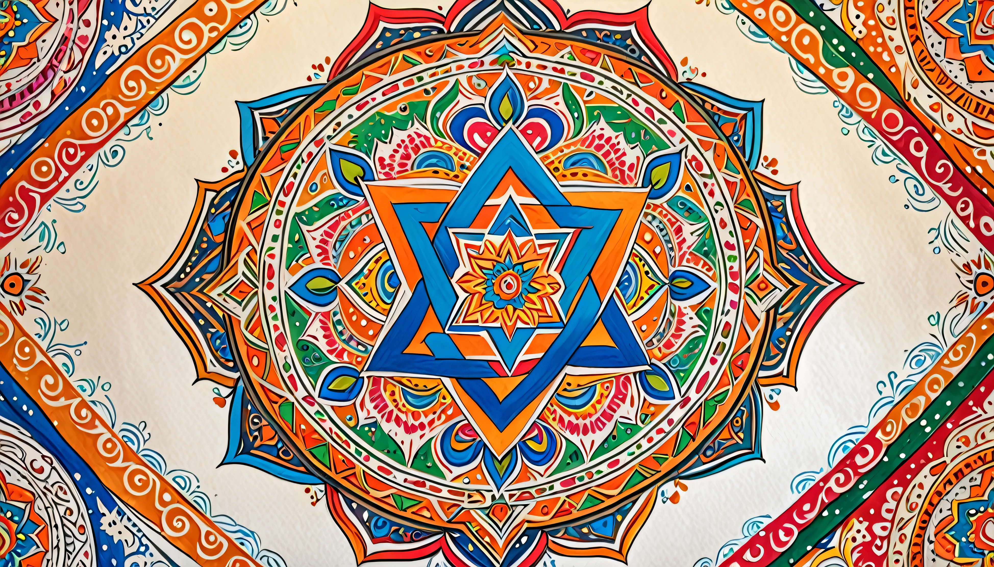 Mandalas on paper,The Shield of David in the center,India